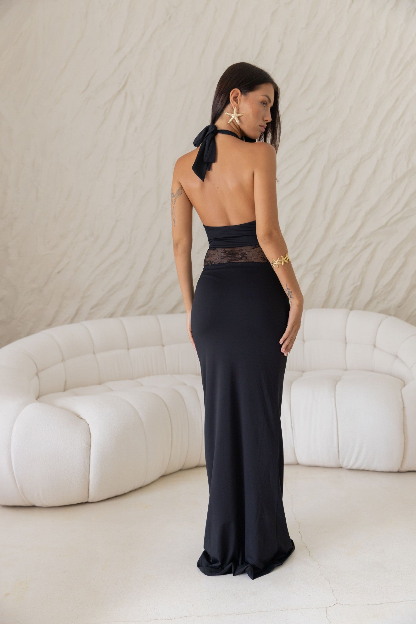 Sleek Icon Halter Maxi Dress Black