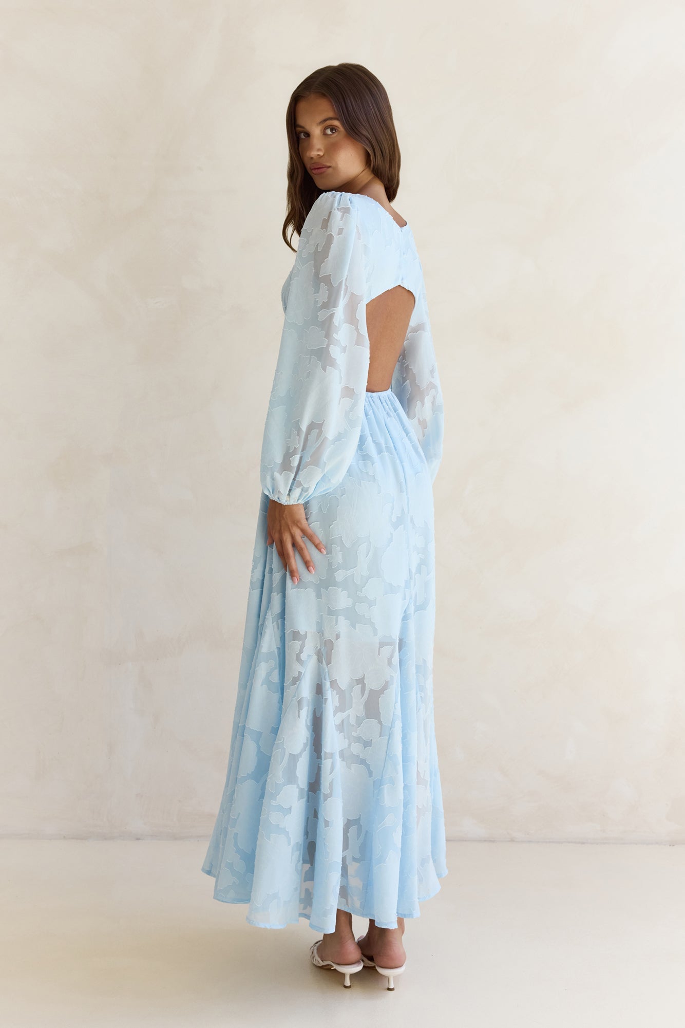 Time Floats By Long Sleeve Maxi Dress Blue