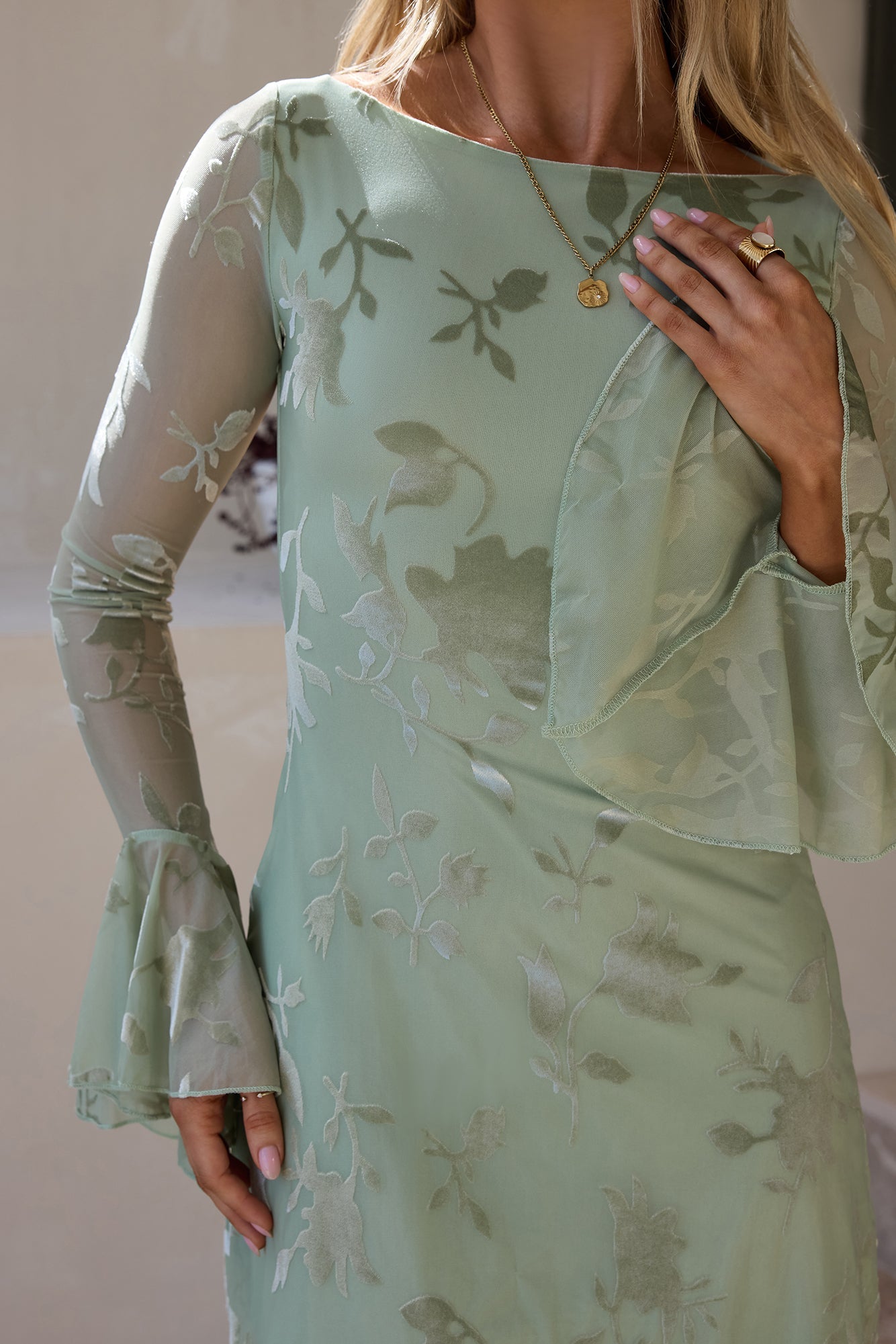 Moonrise Long Sleeve Mini Dress Sage