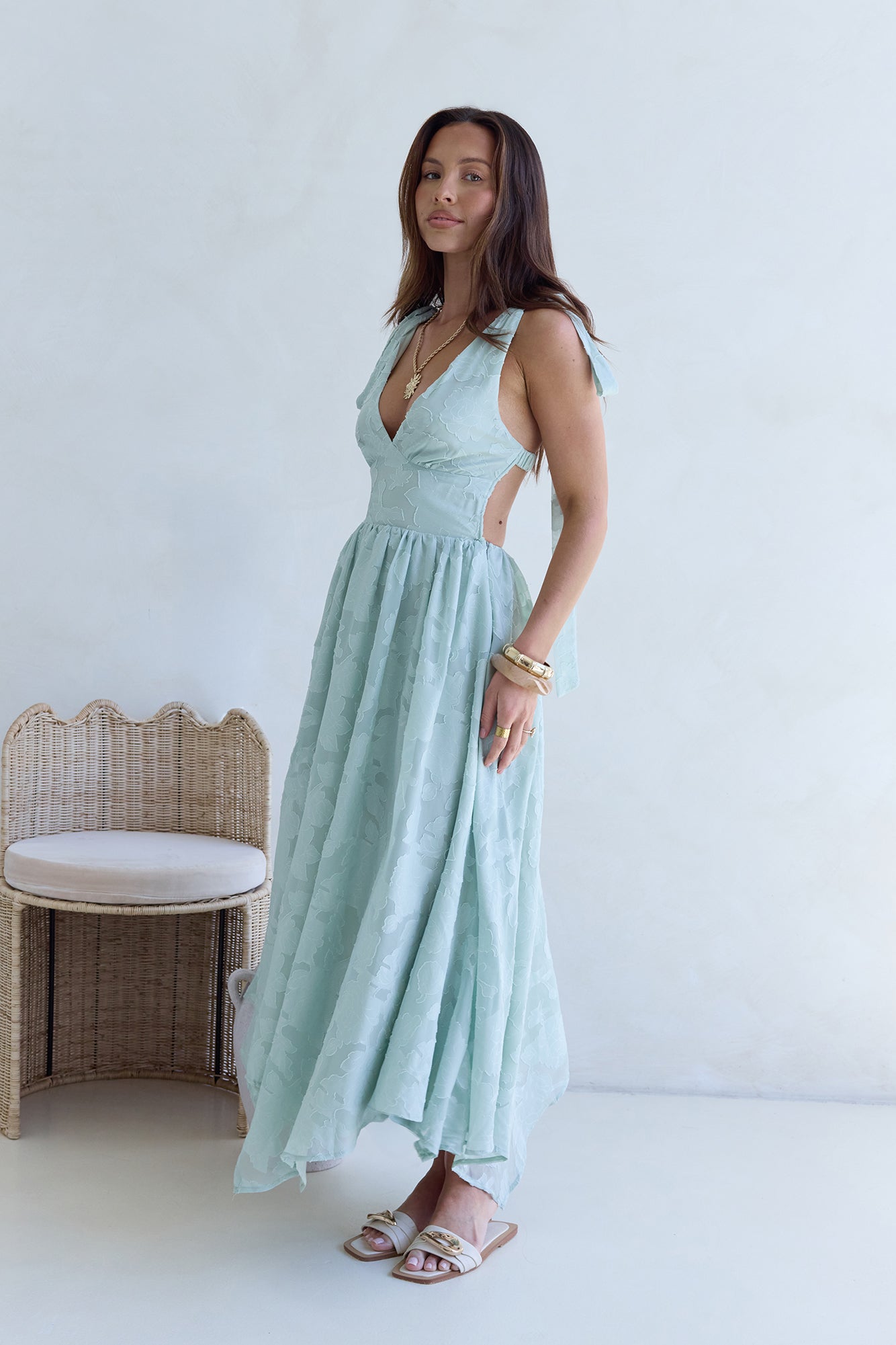 Golden Night Maxi Dress Sage