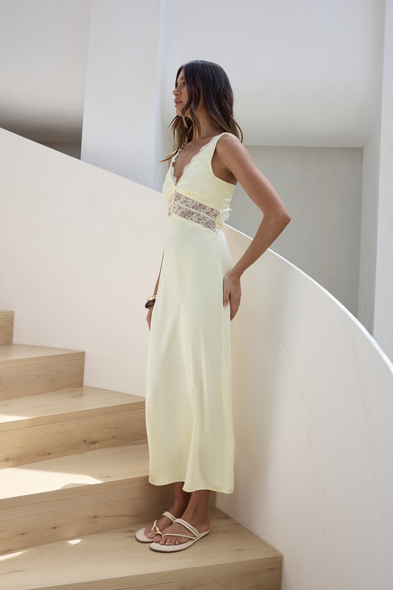 Romantic One Satin Maxi Dress Yellow