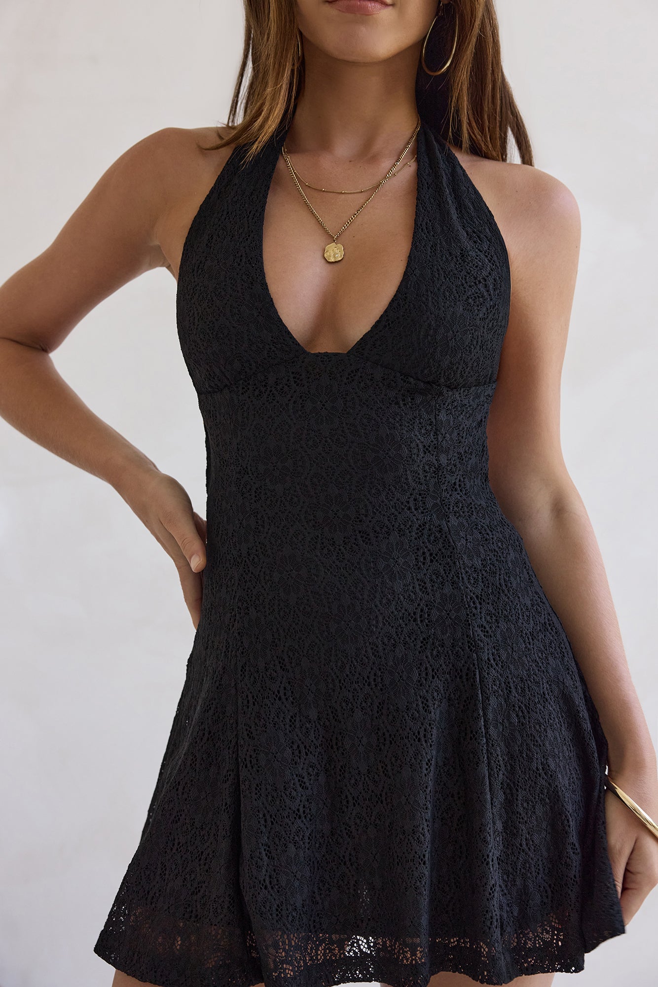 Dream Girl Hours Halter Mini Dress Black
