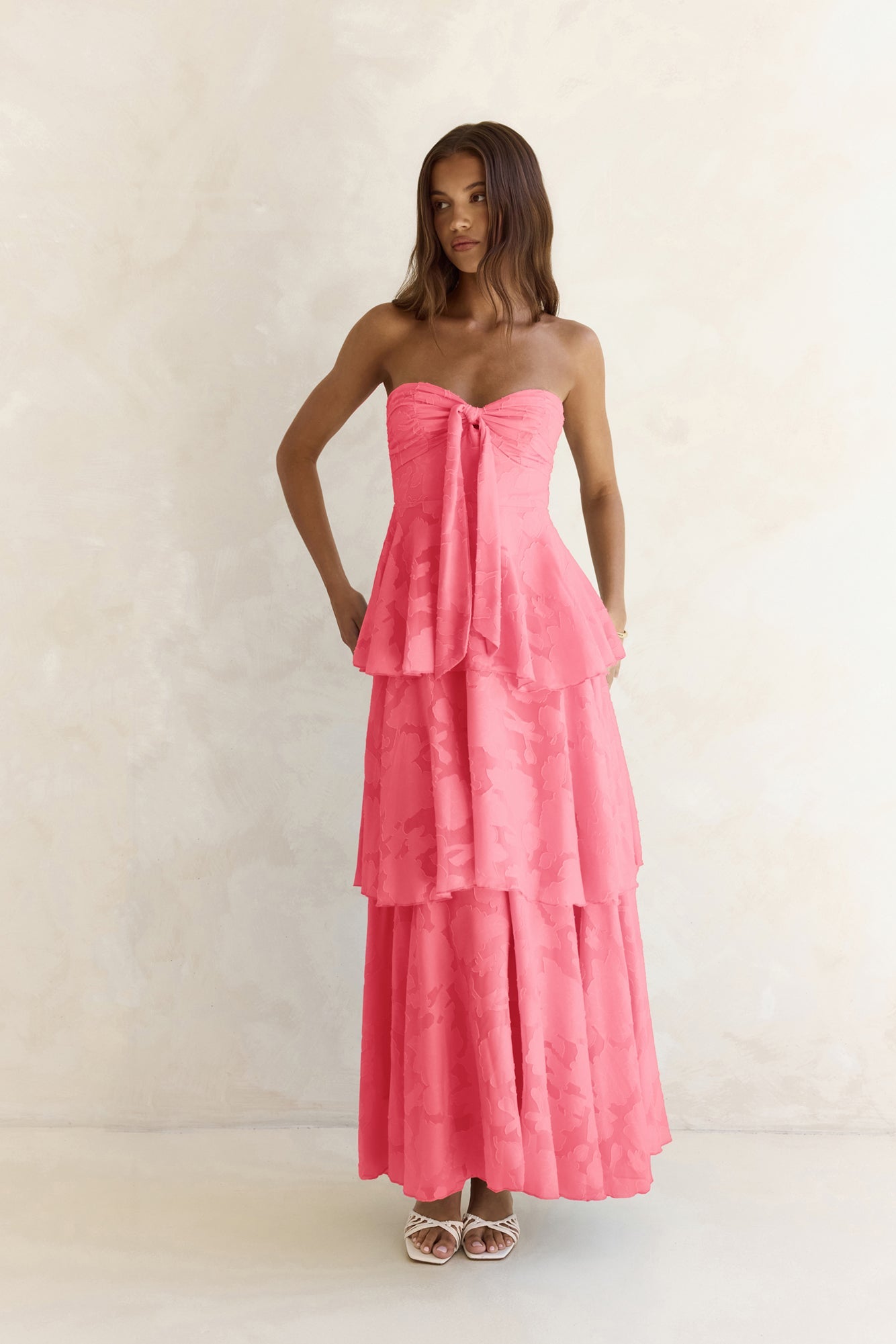 Know Your Heart Strapless Maxi Dress Coral