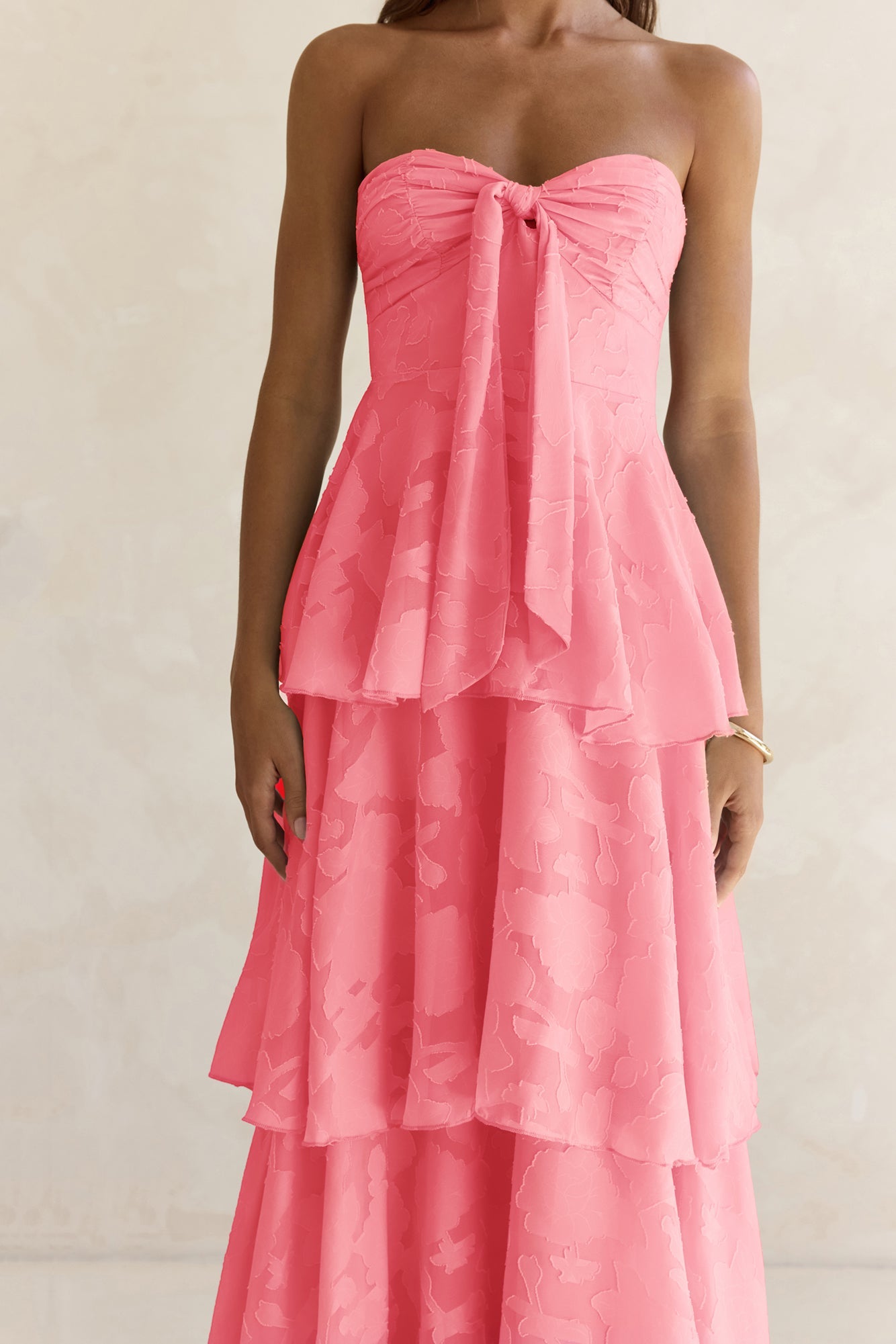 Know Your Heart Strapless Maxi Dress Coral