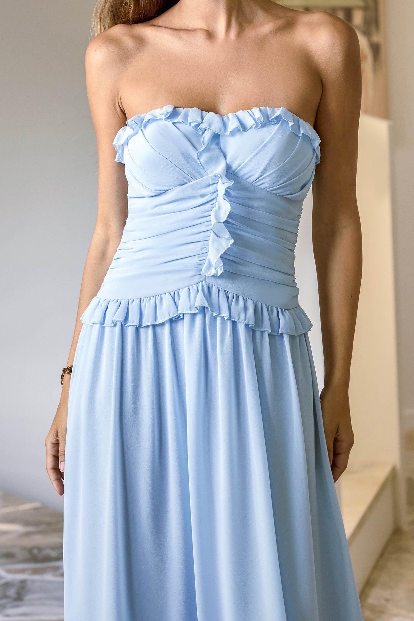 Stars From Ciel Strapless Maxi Dress Blue