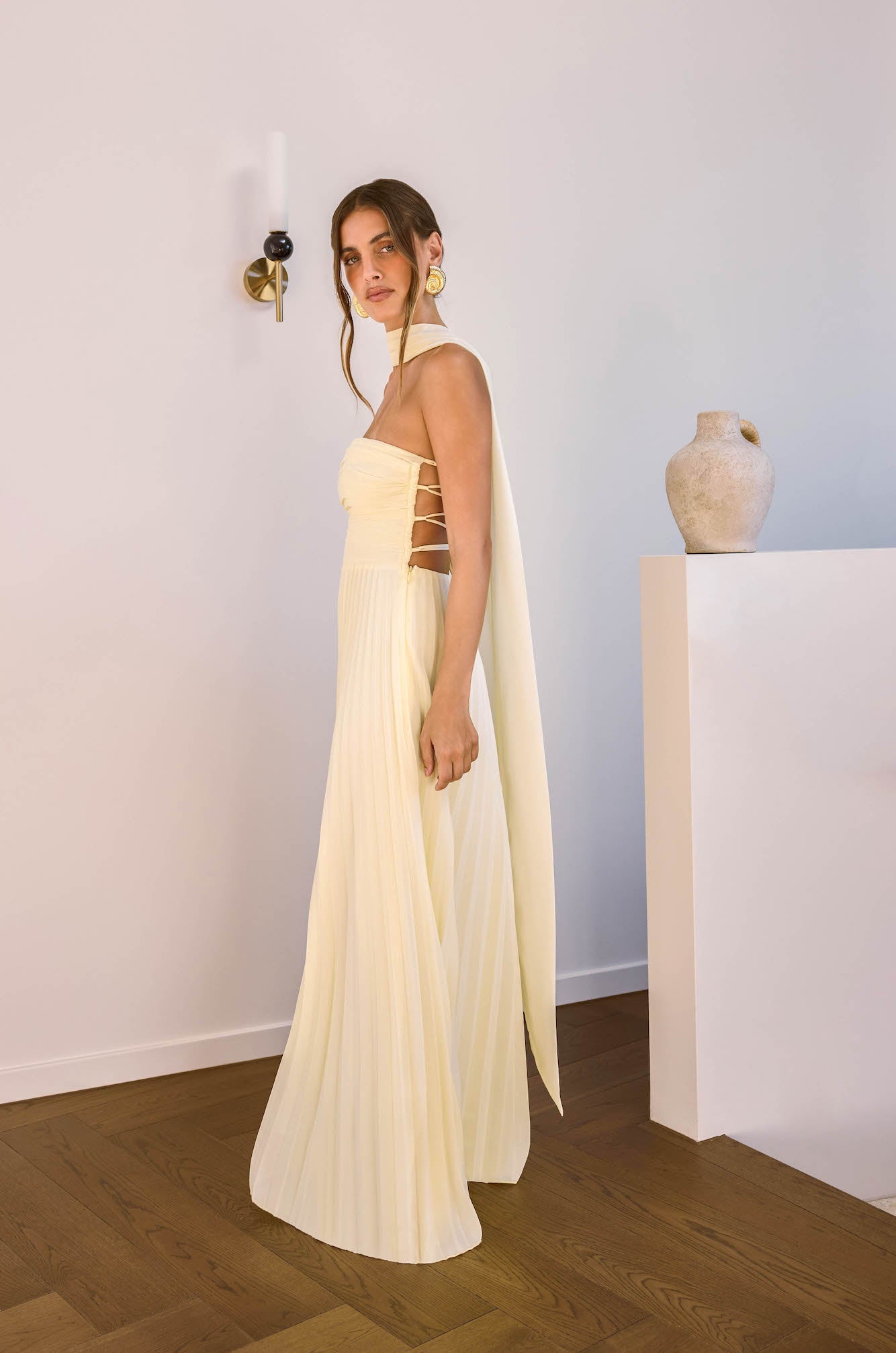 Rosewater Roads Strapless Maxi Dress Yellow