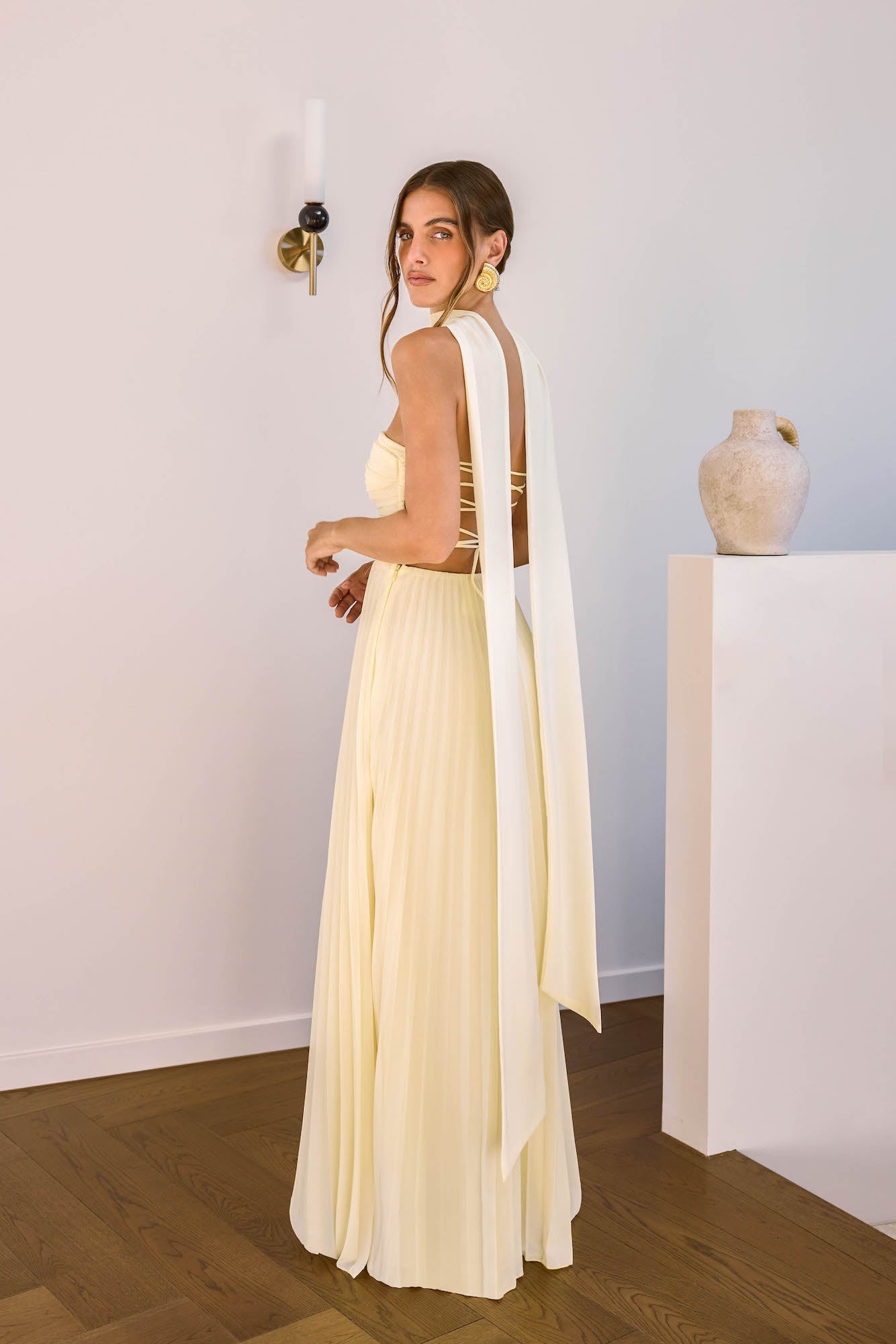Rosewater Roads Strapless Maxi Dress Yellow
