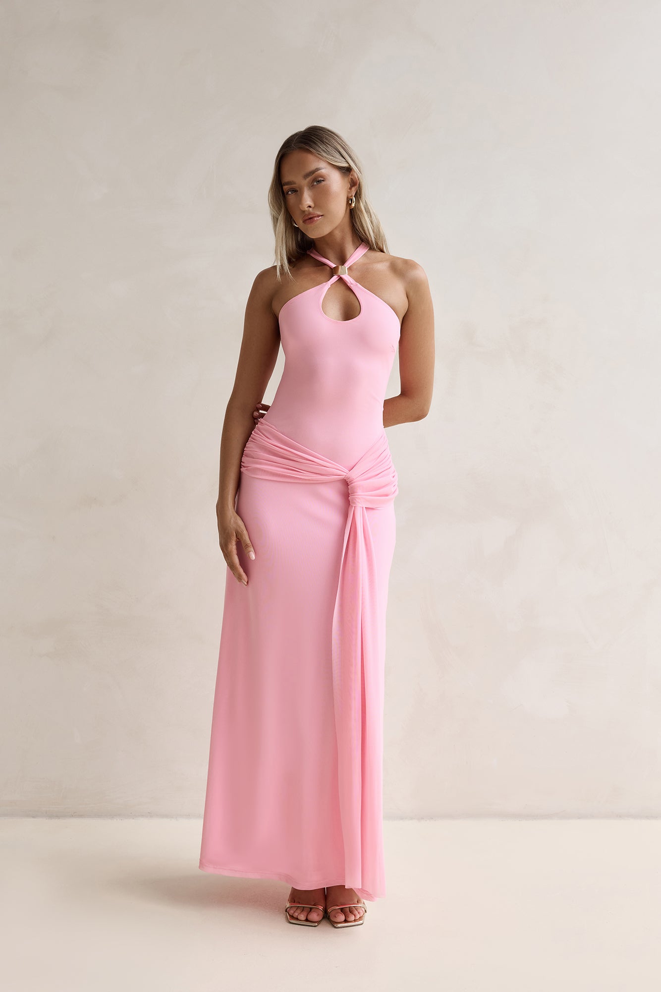 Lost In Dreams Mesh Maxi Dress Pink