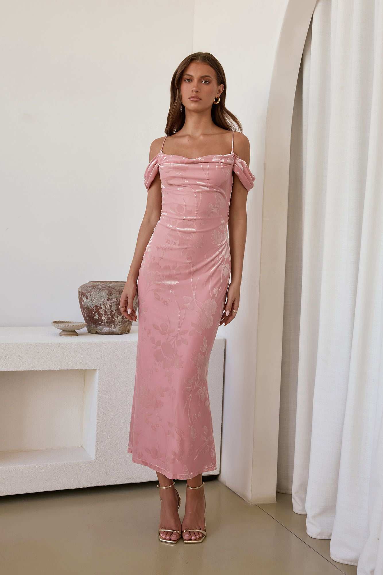 Soft Dedications Mesh Maxi Dress Pink