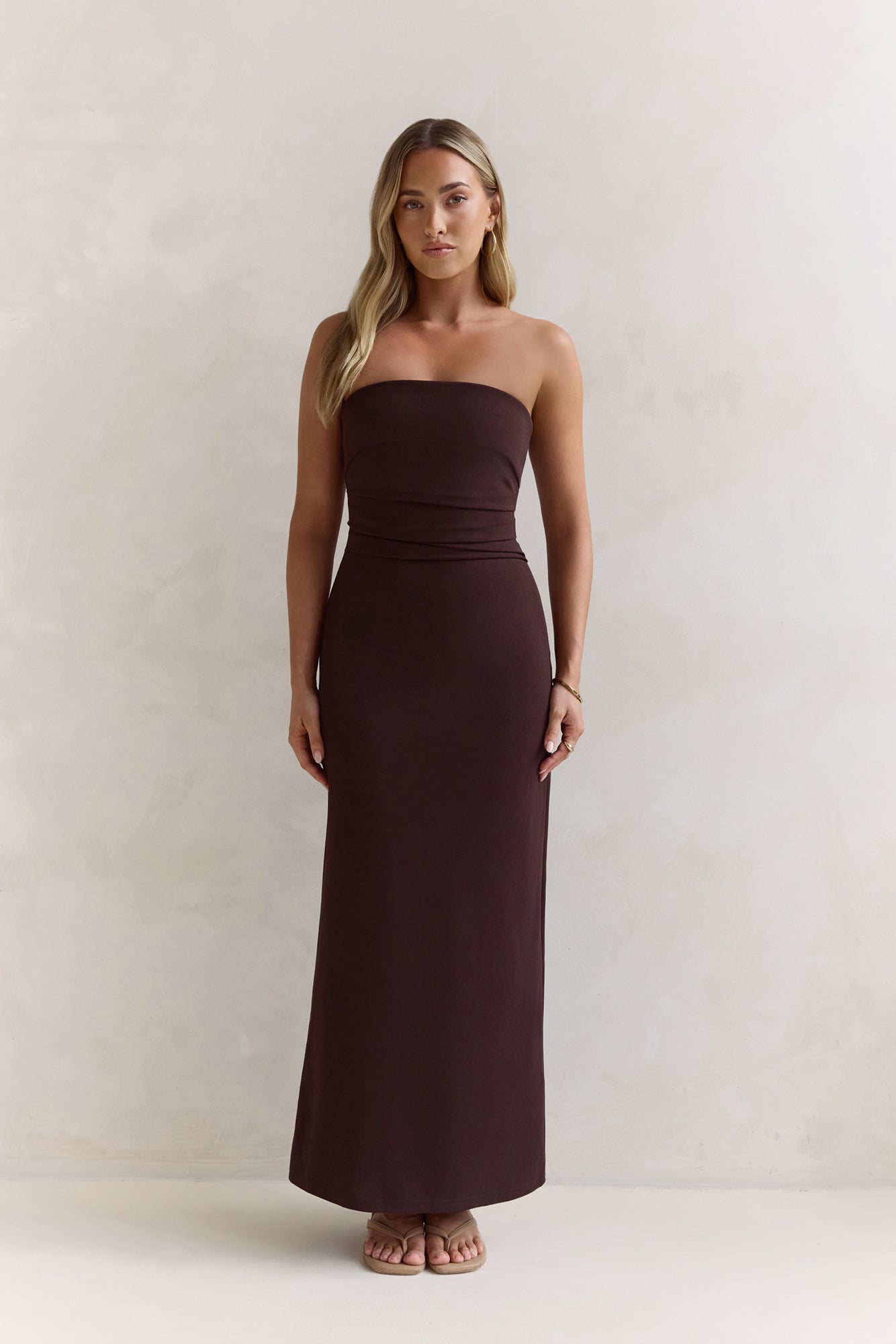 Love Me A Little Strapless Maxi Dress Brown