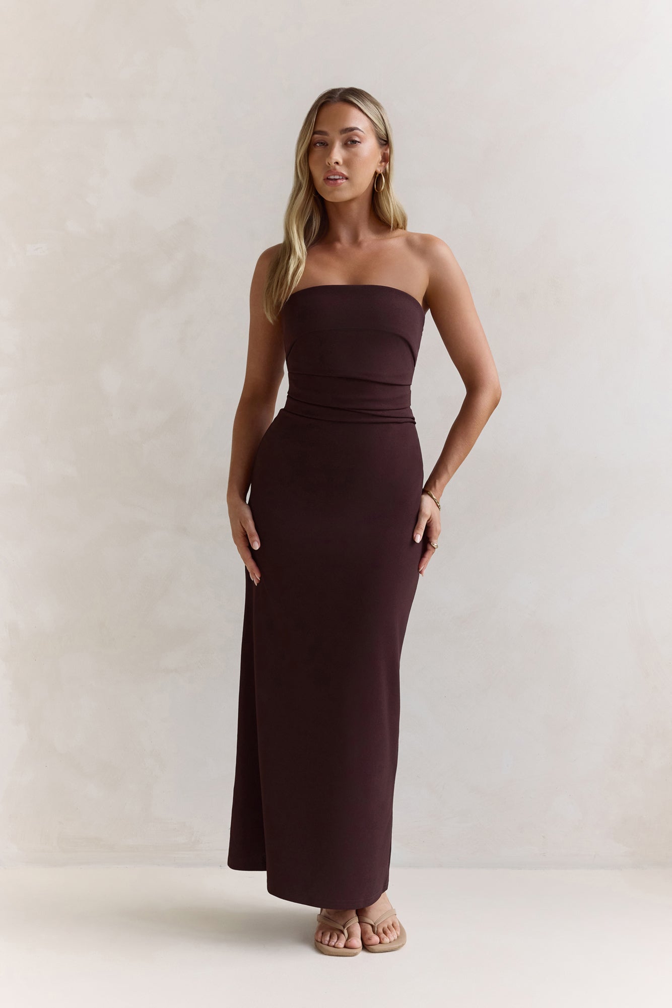 Love Me A Little Strapless Maxi Dress Brown