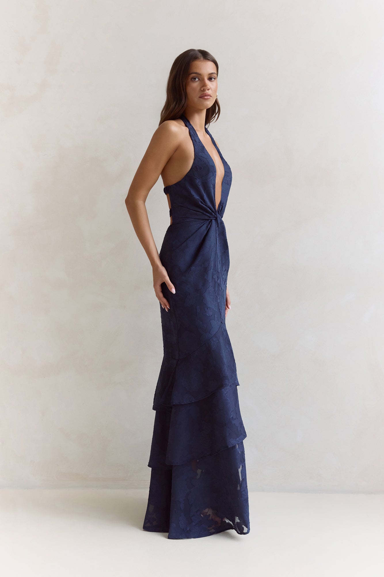 Heartbeat Haze Halter Maxi Dress Navy