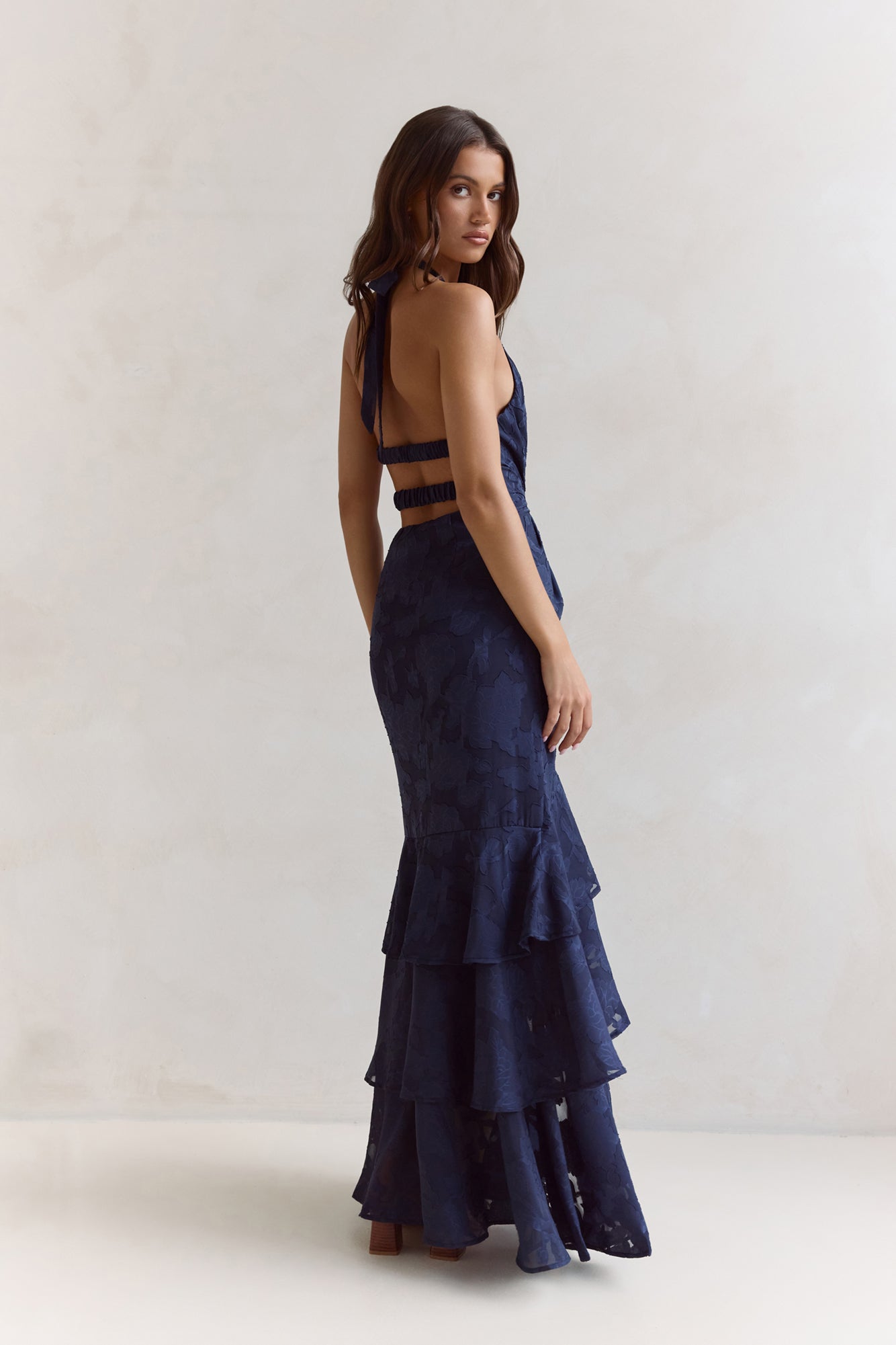 Heartbeat Haze Halter Maxi Dress Navy