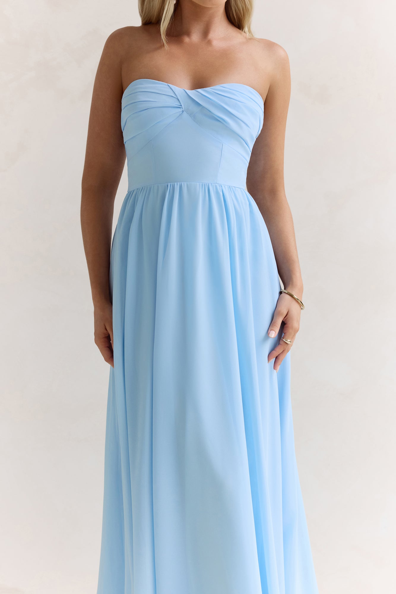 Wishful Seasons Strapless Maxi Dress Blue