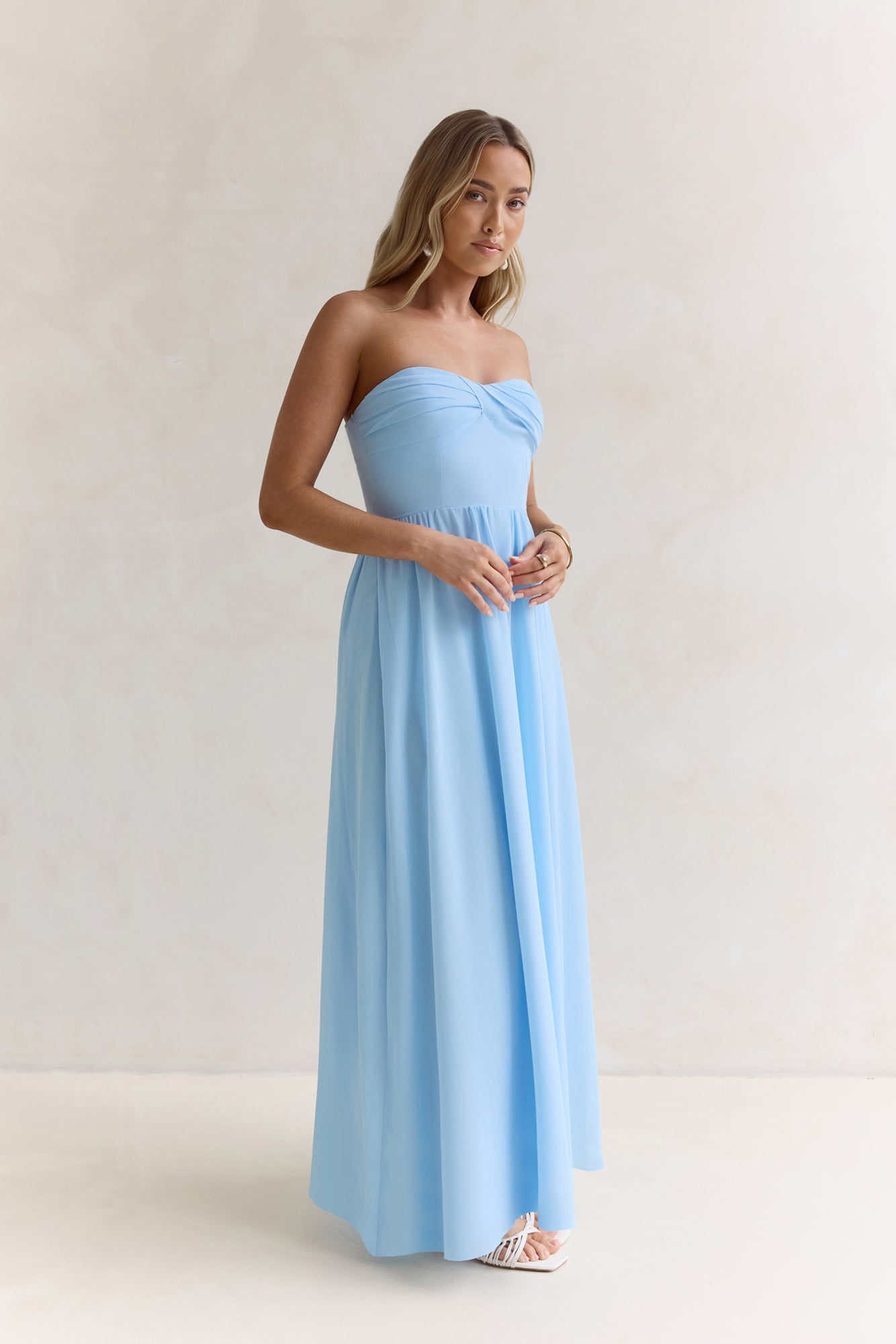 Wishful Seasons Strapless Maxi Dress Blue