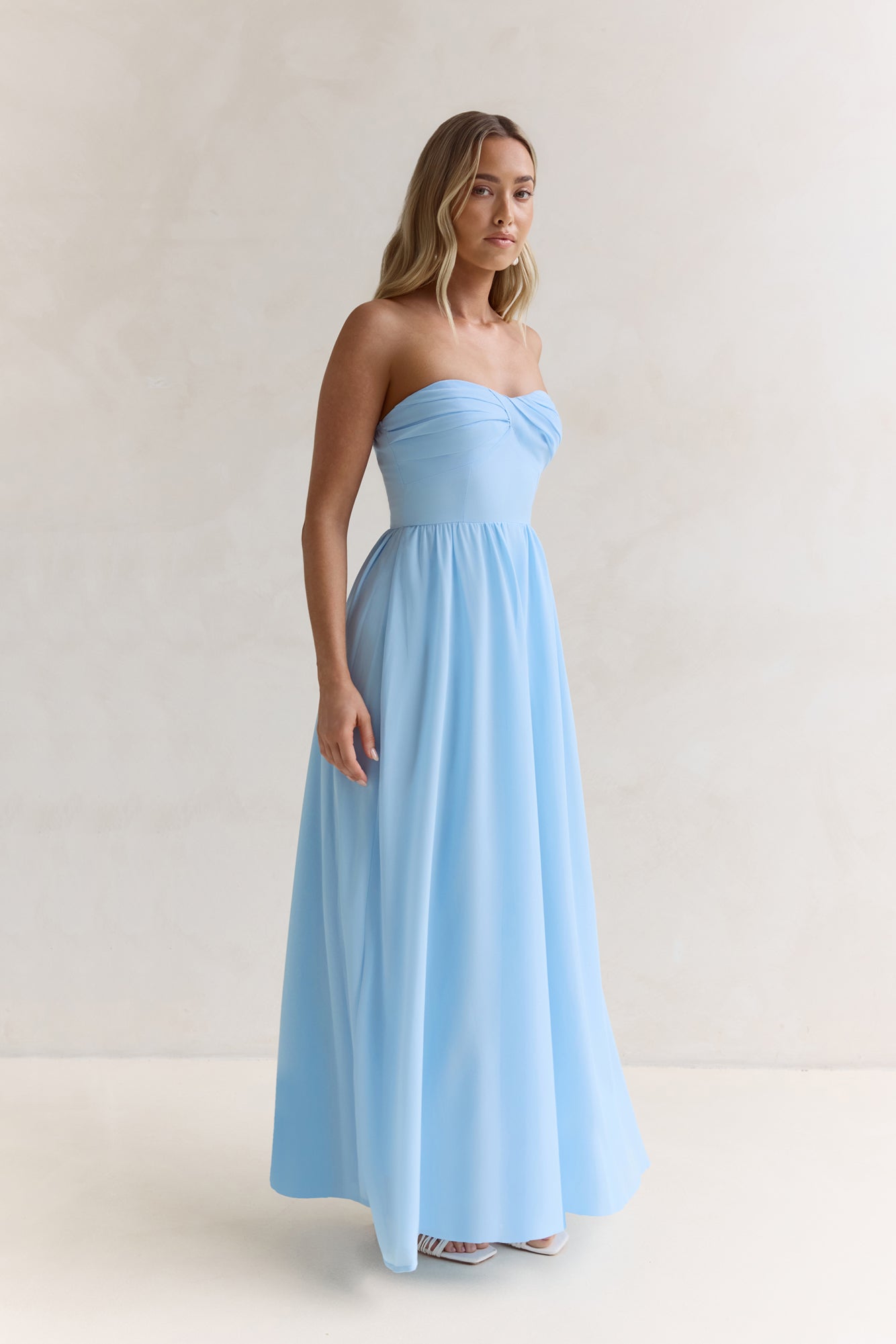 Wishful Seasons Strapless Maxi Dress Blue