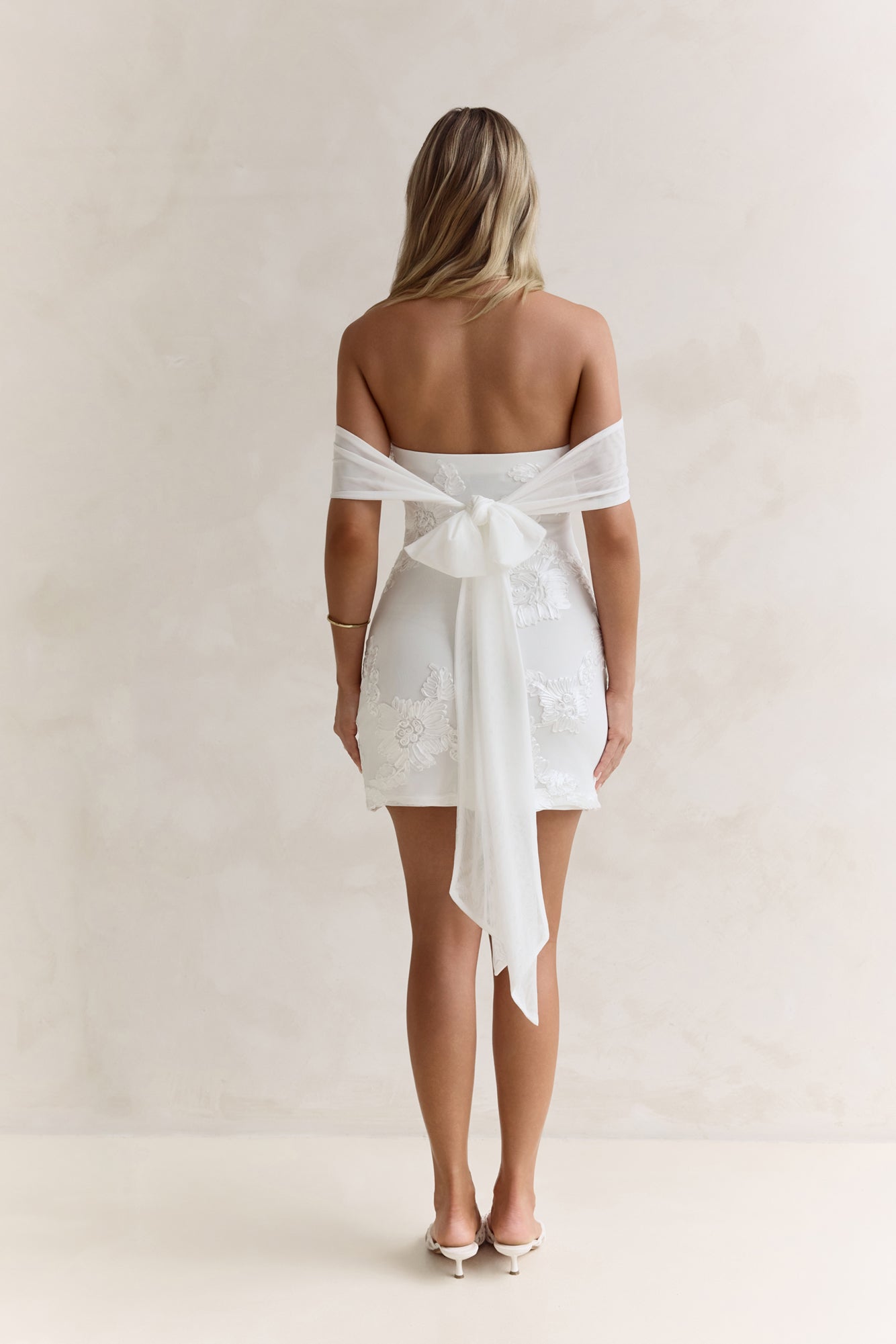 Forevermore Mesh Off Shoulder Mini Dress White