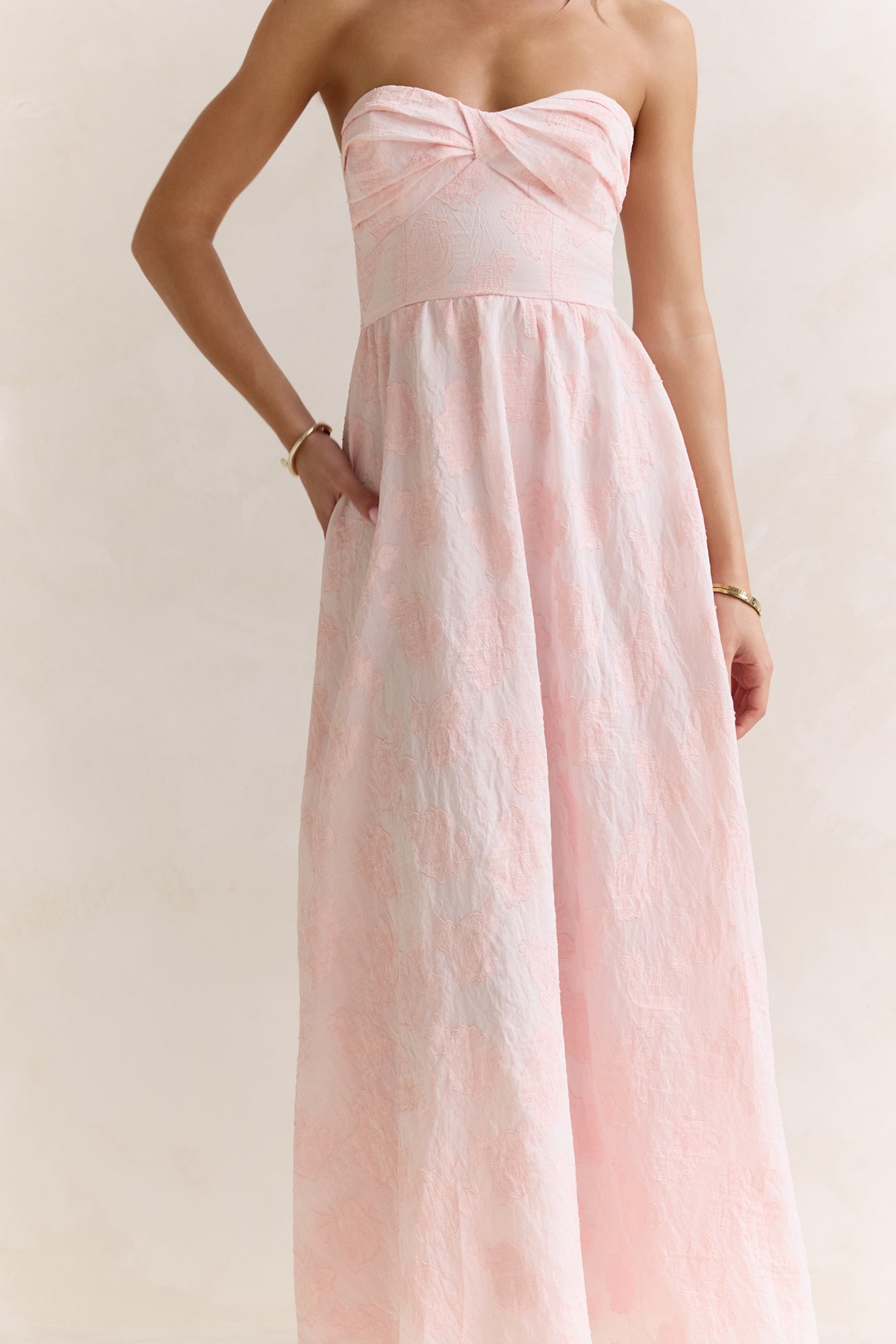 Wishes Deep Within Strapless Maxi Dress Pink