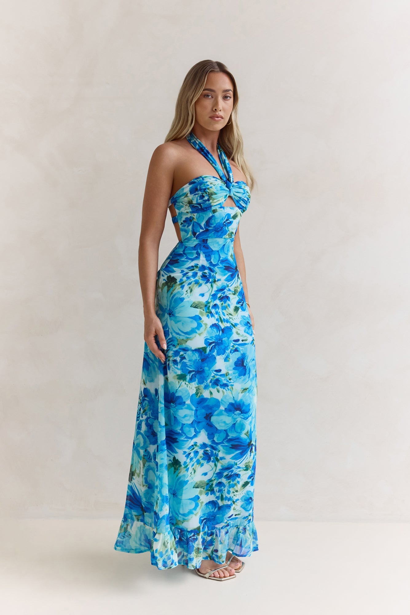 Volume Up Strapless Maxi Dress Blue