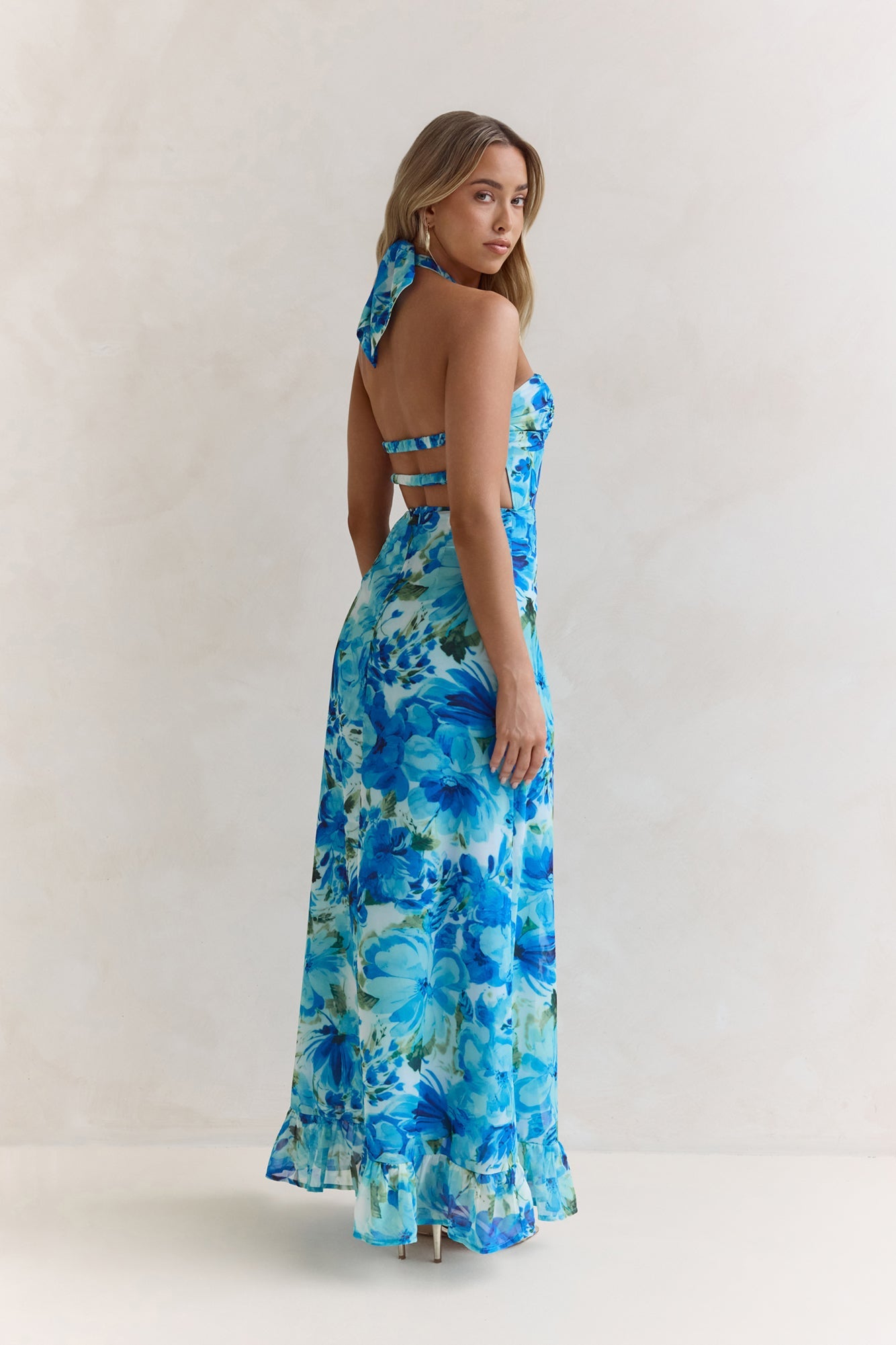 Volume Up Strapless Maxi Dress Blue