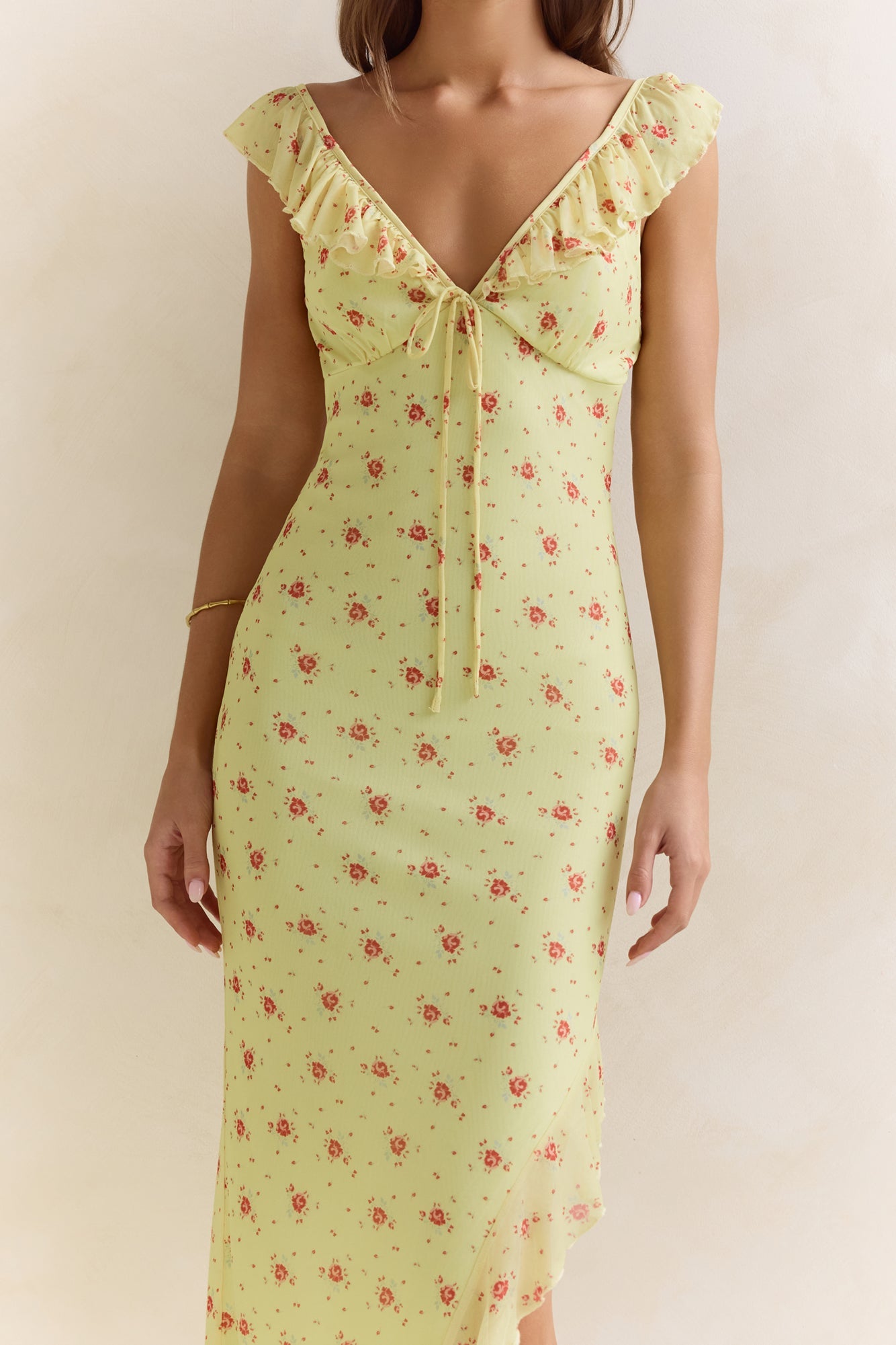 Imaginations Mesh Maxi Dress Yellow