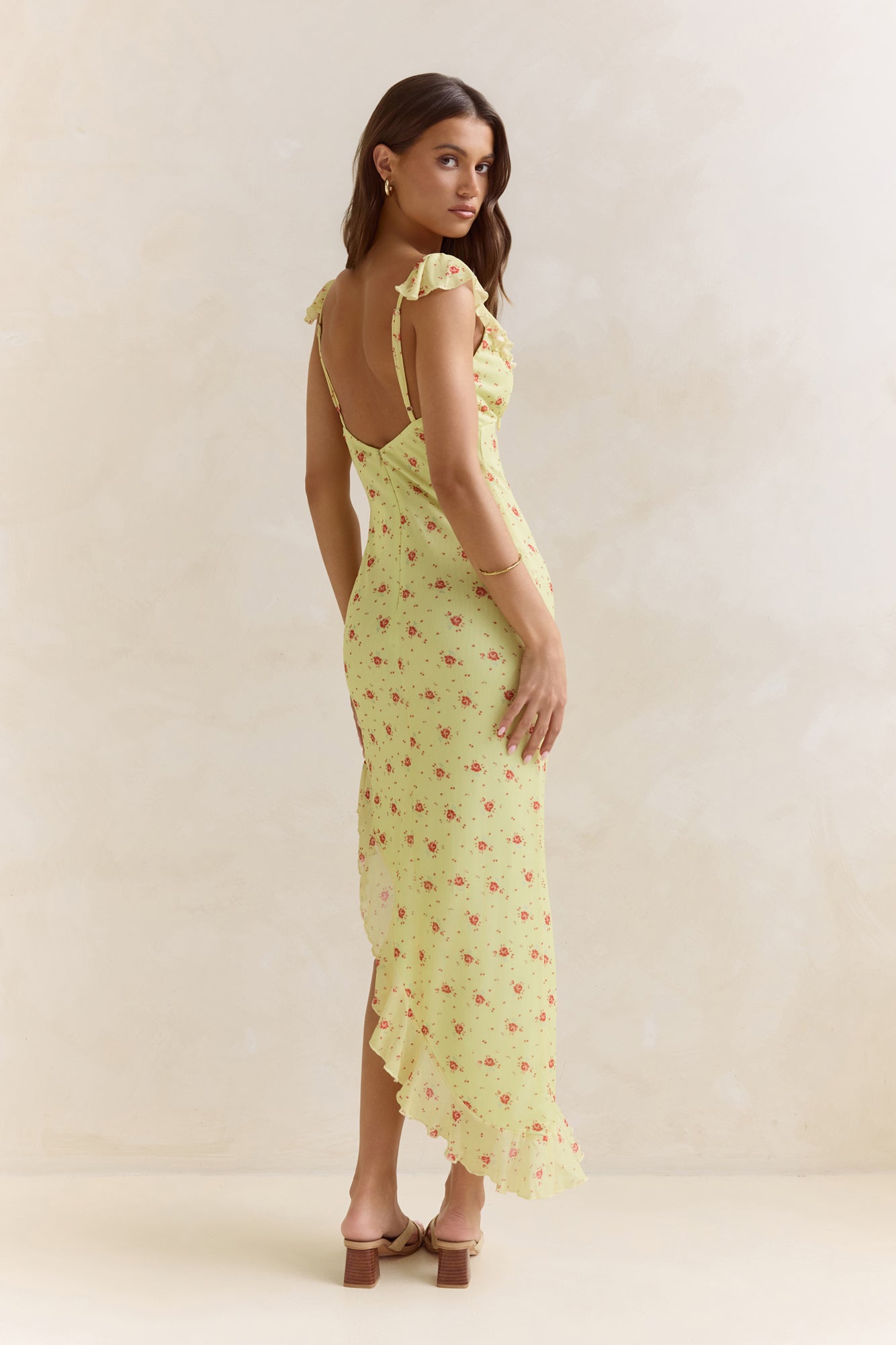 Imaginations Mesh Maxi Dress Yellow