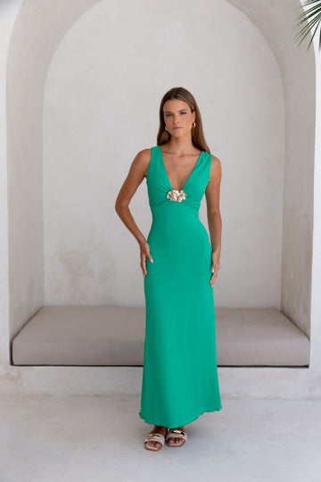 Coastal Caprice Maxi Dress Green