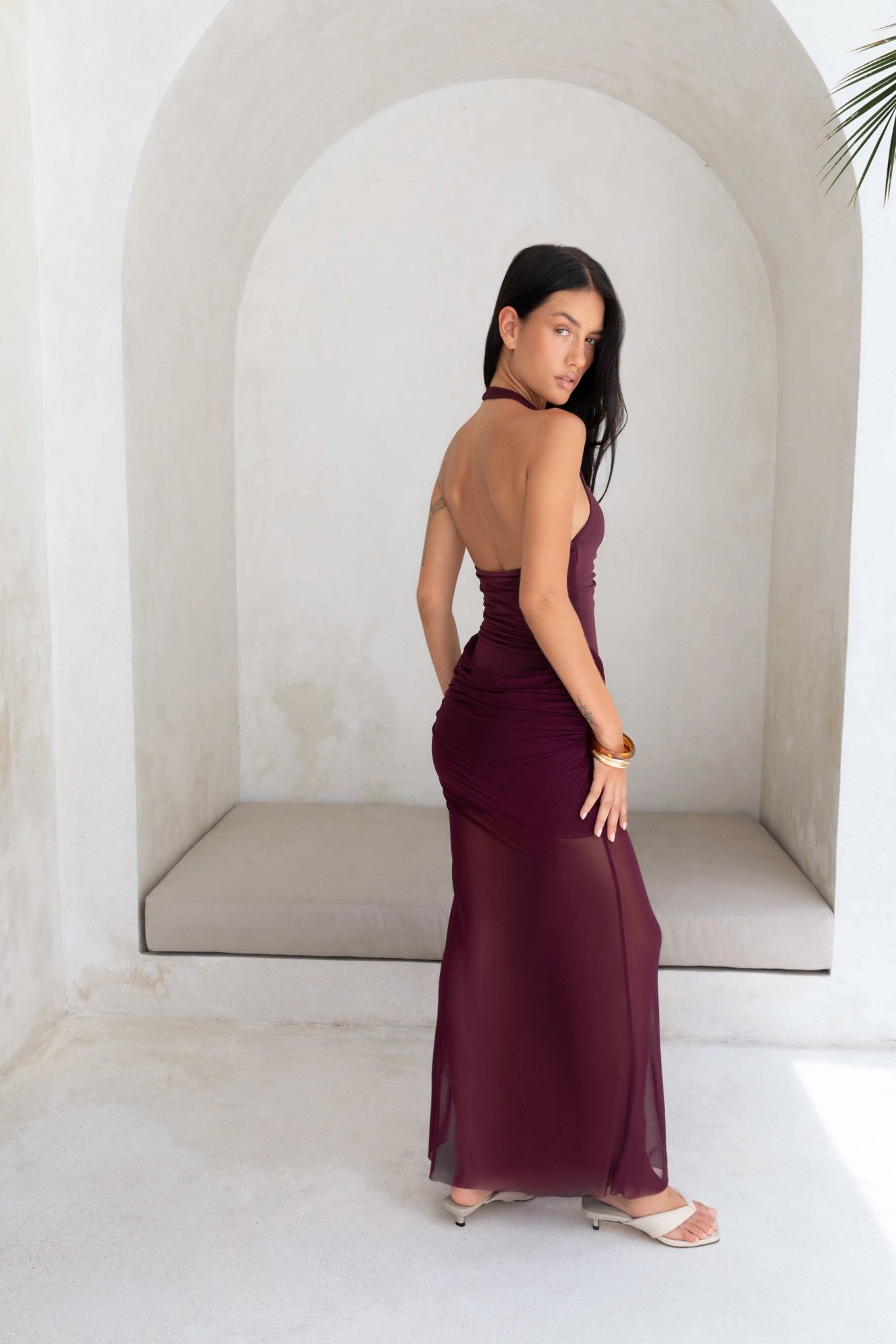 Luxe Legacy Halter Maxi Dress Plum