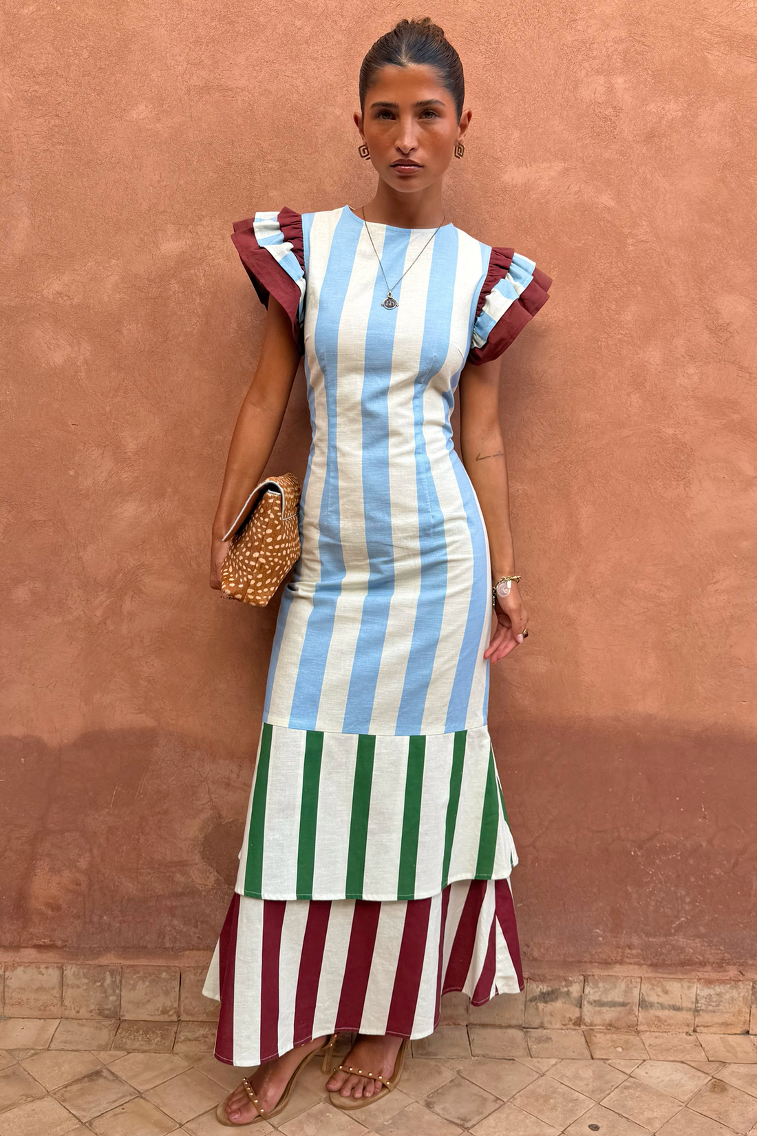 Blue Stripe Alena Midi Dress
