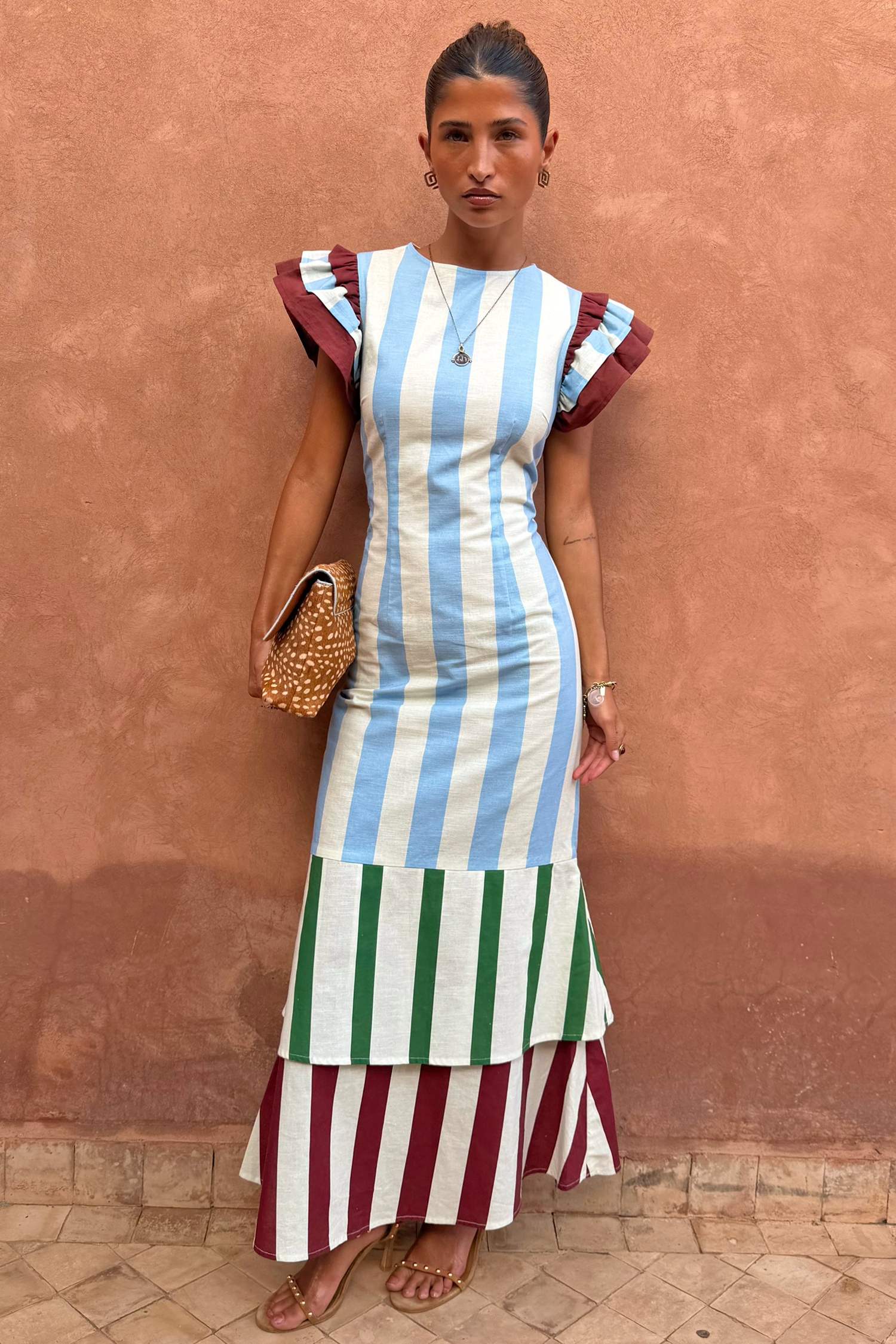 Blue Stripe Alena Midi Dress