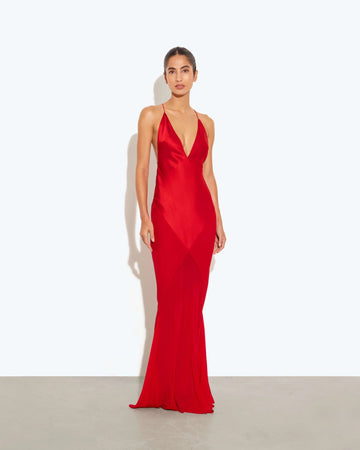 Lotus Slip Dress Red