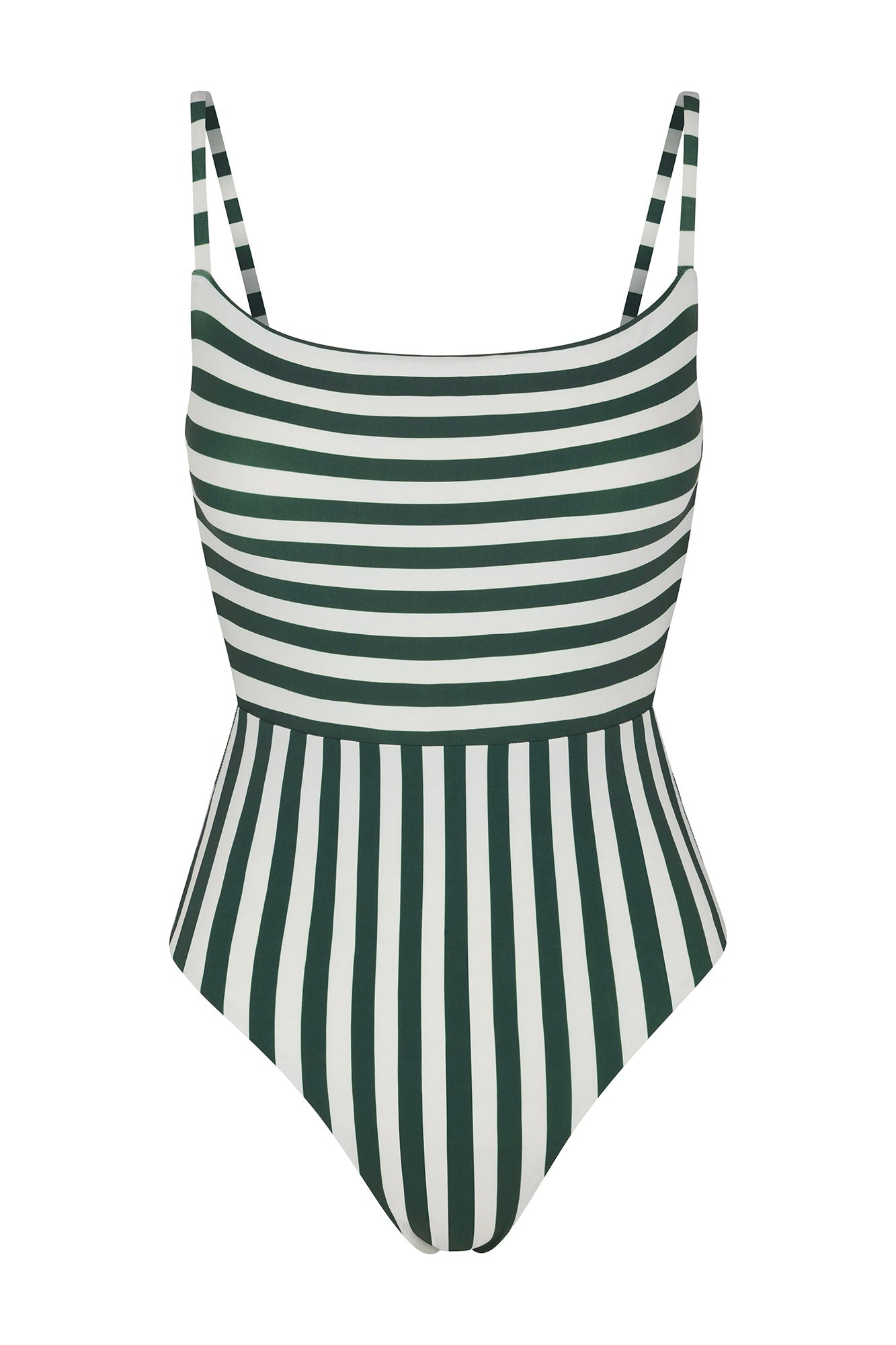 Square Neck Open Back One-Piece in Mixed Stripes