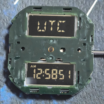 Japan-made Miyota T270 quartz watch part showcasing three hands and display, perfect for precise timepiece repair.