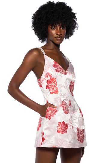 Ajija Brocade Strapless Mini Dress