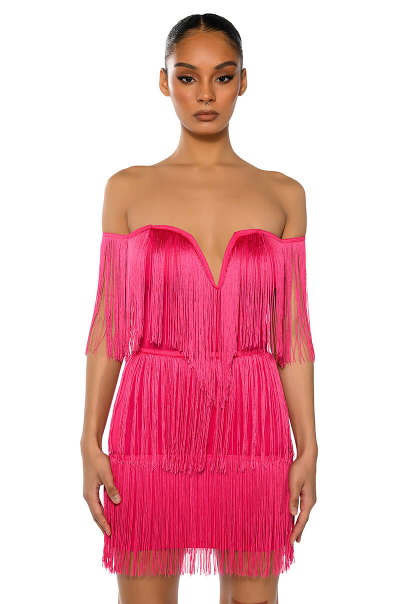 Always Involved Fringe Mini Dress
