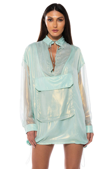 Anorak Style Light Weight Mini Dress