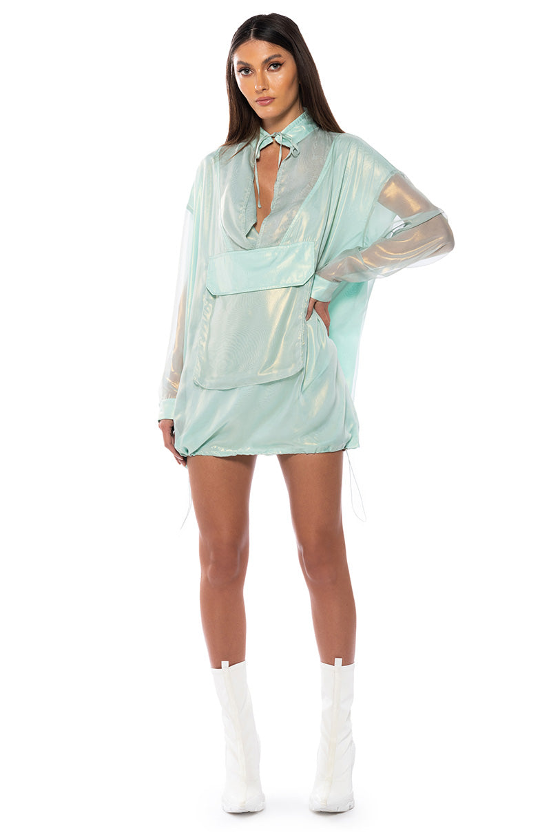 Anorak Style Light Weight Mini Dress