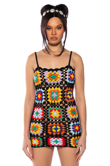Arlo Crochet Knit Mini Dress