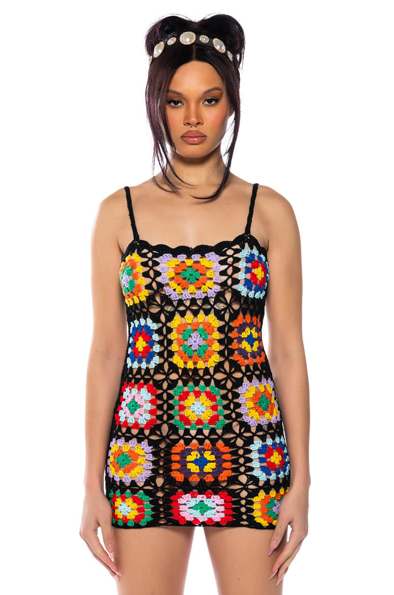 Arlo Crochet Knit Mini Dress