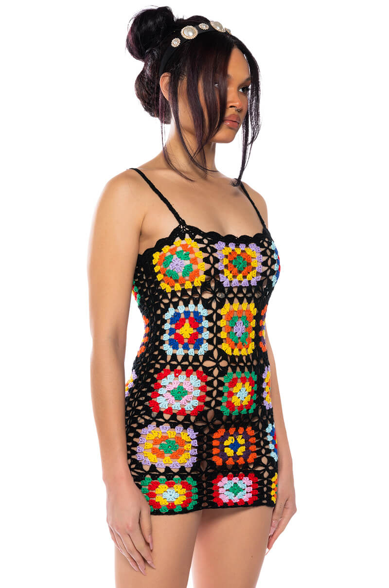 Arlo Crochet Knit Mini Dress