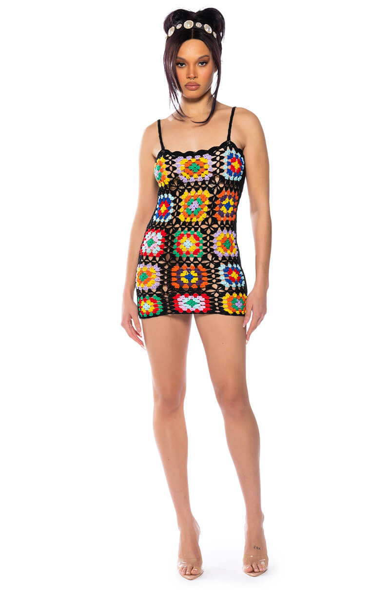 Arlo Crochet Knit Mini Dress