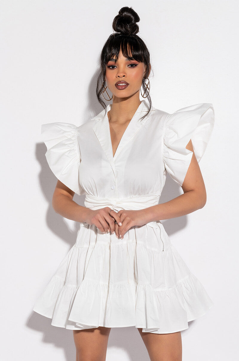 Belle Fit And Flare Button Up Poplin Dress
