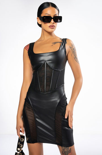 Big Distraction Mesh Detail Mini Dress
