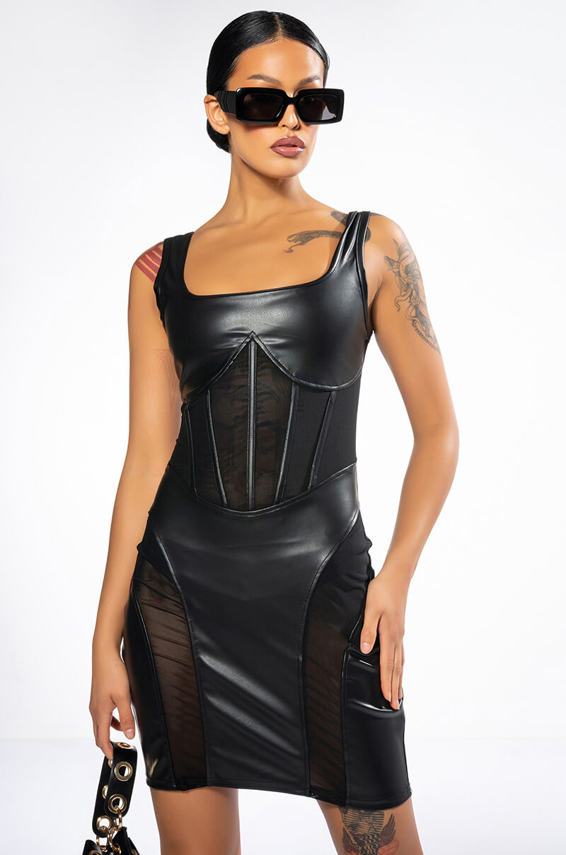 Big Distraction Mesh Detail Mini Dress