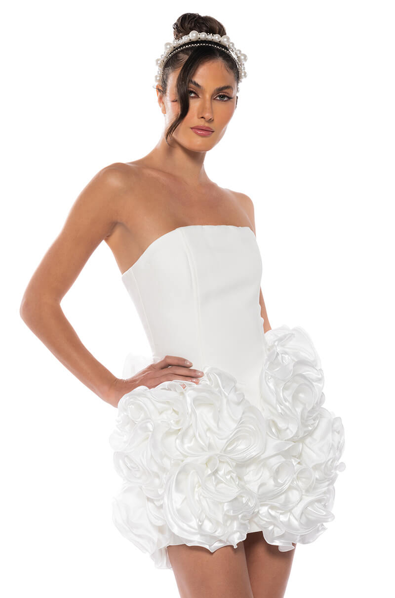 Bliss Floral Ruffles Strapless Mini Dress