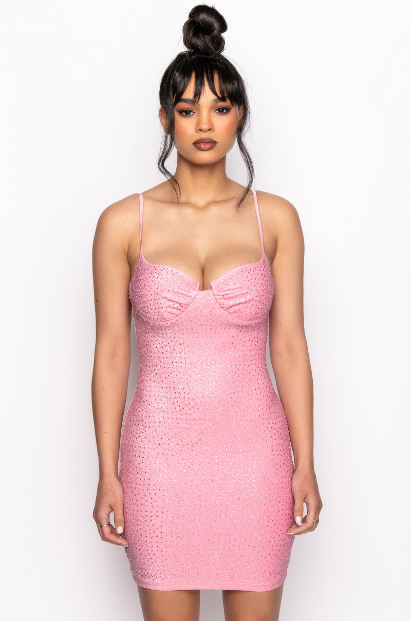 Bottle Service Metallic Rhinestone Mini Dress