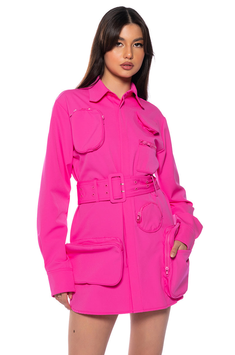 Nikki Utility Long Sleeve Mini Dress