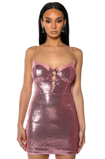 Briella Sequin Spaghetti Strap Mini Dress