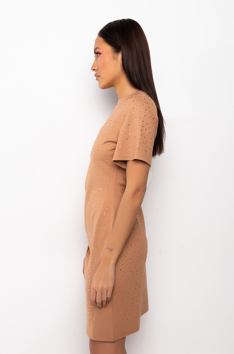 Catch Up Rhinestones Mini T-Shirt Dress