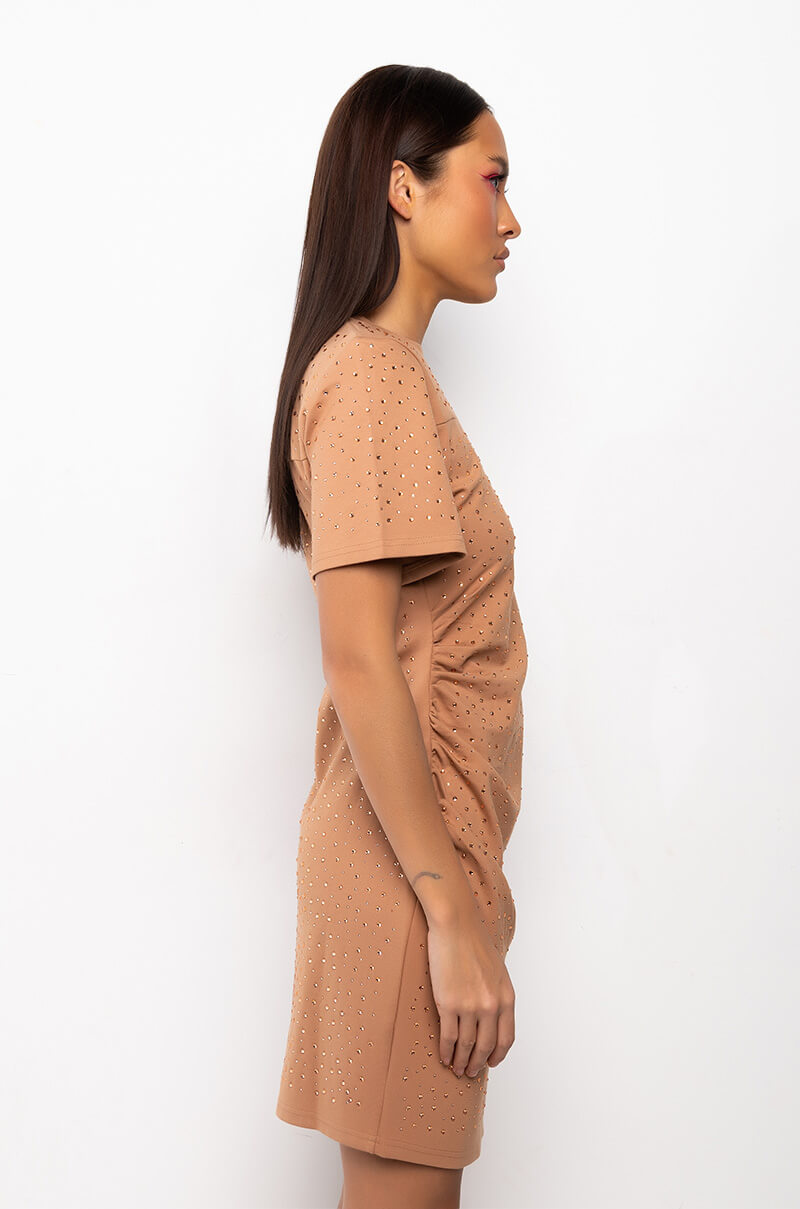 Catch Up Rhinestones Mini T-Shirt Dress